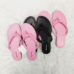 New Abound Bundle of 3 Braided Pink/BlackThong Flip Flop Slippers S187